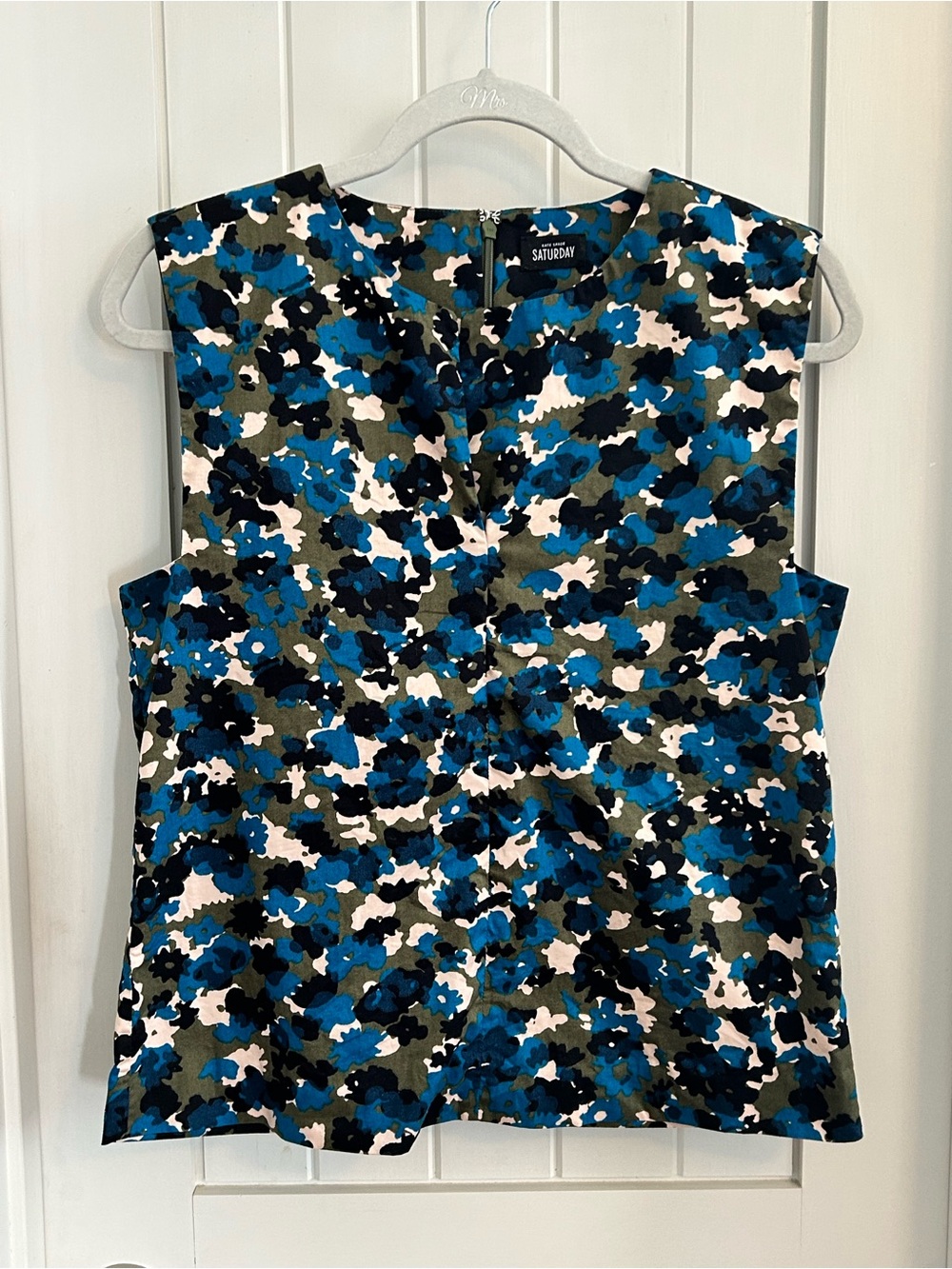 Kate Spade Saturday Printed Sleeveless Top in Blue Abstract Print Sz. S